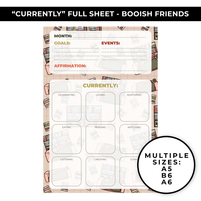 "CURRENTLY" LARGE SHEET - BOOKISH FRIENDS - NEW RELEASE