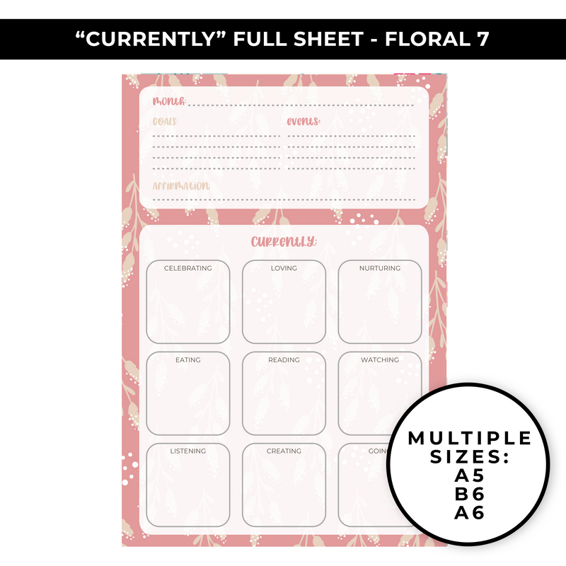"CURRENTLY" LARGE SHEET - FLORAL 7 - NEW RELEASE
