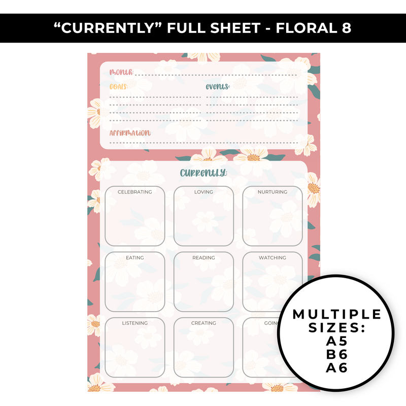 "CURRENTLY" LARGE SHEET - FLORAL 8 - NEW RELEASE