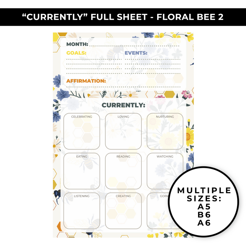 "CURRENTLY" LARGE SHEET - FLORAL BEE 2 - NEW RELEASE