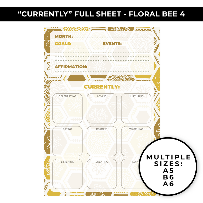 "CURRENTLY" LARGE SHEET - FLORAL BEE 4 - NEW RELEASE
