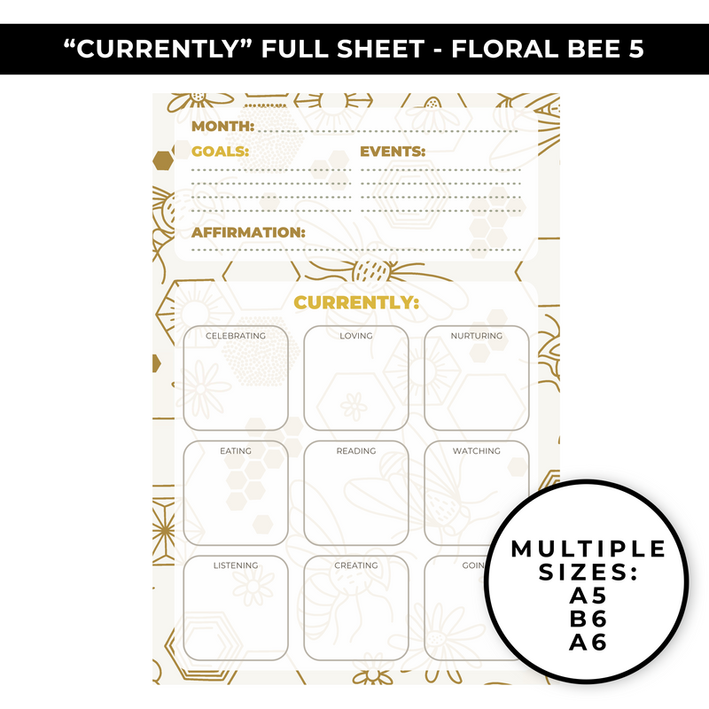 "CURRENTLY" LARGE SHEET - FLORAL BEE 5 - NEW RELEASE
