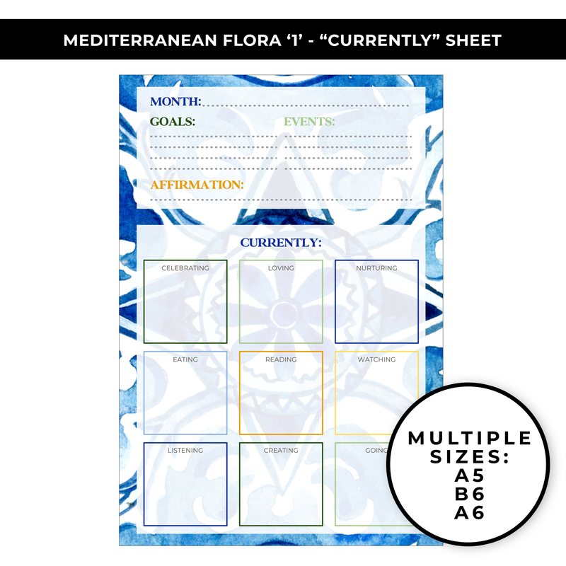 "CURRENTLY" LARGE SHEET - MEDITERRANEAN FLORA '1' - NEW RELEASE