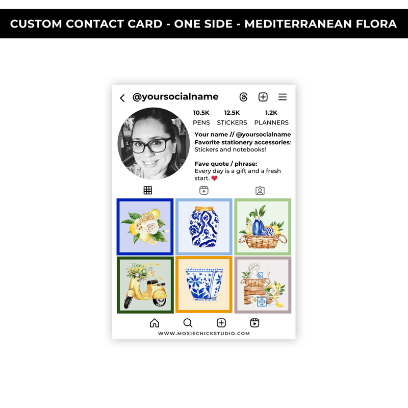 SOCIAL MEDIA STYLE CONTACT CARDS - THEME: MEDITERRANEAN FLORA - NEW RELEASE