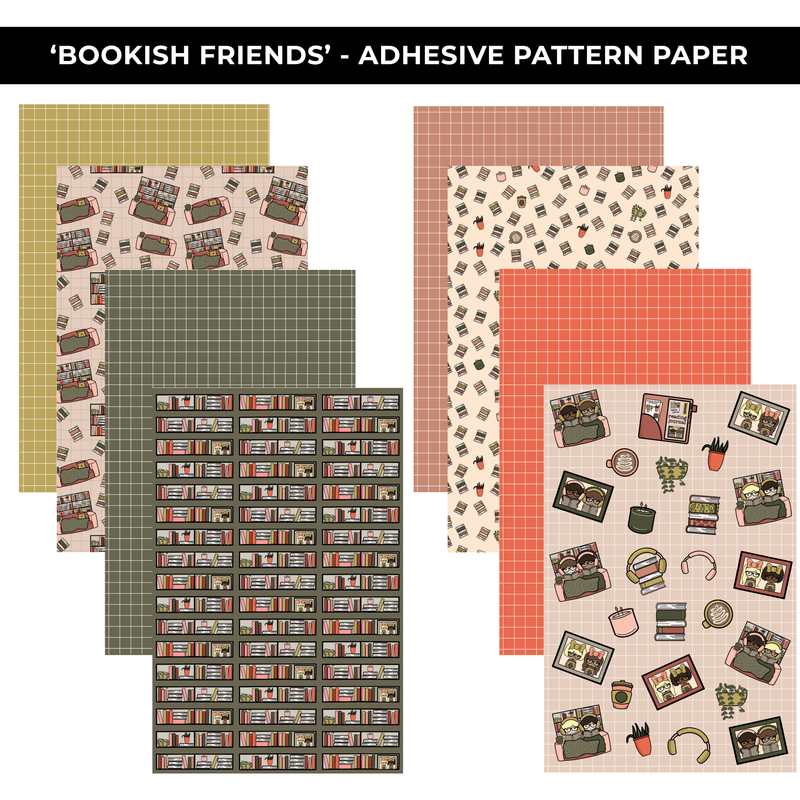 BOOKISH FRIENDS ADHESIVE PATTERN PAPER - NEW RELEASE
