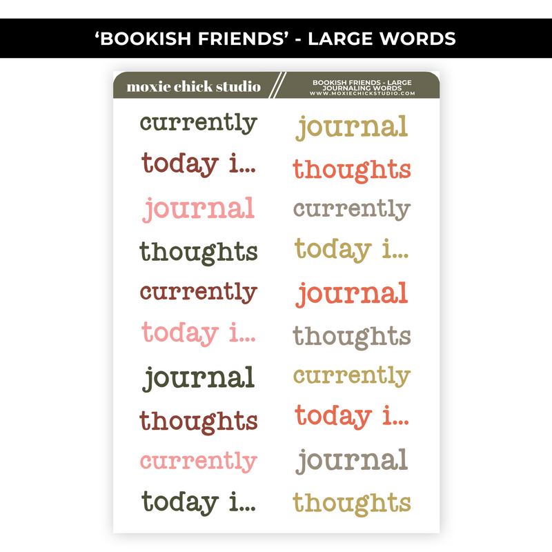 BOOKISH FRIENDS LARGE JOURNALING WORDS - NEW RELEASE