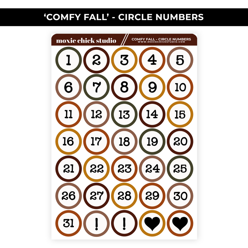 COMFY FALL CIRCLE NUMBERS - NEW RELEASE
