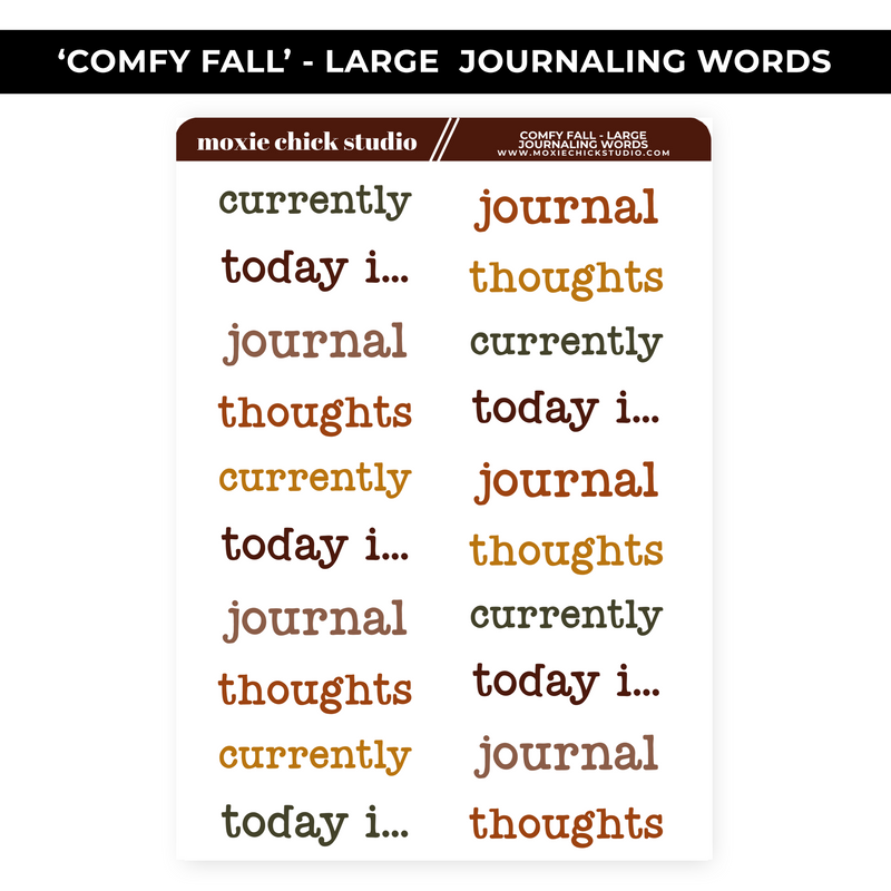 COMFY FALL LARGE JOURNALING WORDS - NEW RELEASE