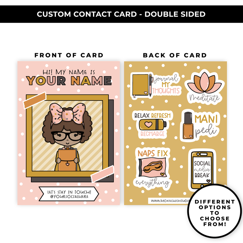 TRADING CARD STYLE CONTACT CARDS - THEME: FALL SELF CARE - DOUBLE SIDED - NEW RELEASE