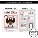 TRADING CARD STYLE CONTACT CARDS - THEME: SELF CARE PINK/GRAY - DOUBLE SIDED - NEW RELEASE