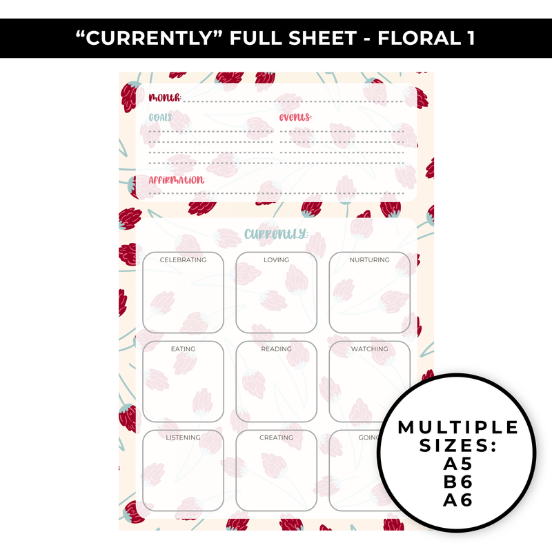"CURRENTLY" LARGE SHEET - FLORAL 1 - NEW RELEASE