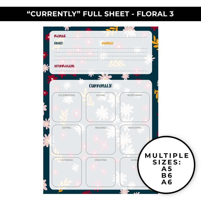 "CURRENTLY" LARGE SHEET - FLORAL 3 - NEW RELEASE