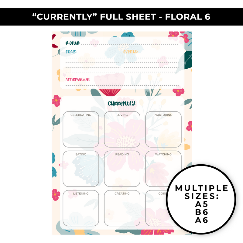 "CURRENTLY" LARGE SHEET - FLORAL 6 - NEW RELEASE