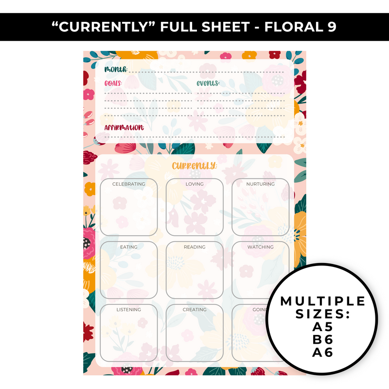 "CURRENTLY" LARGE SHEET - FLORAL 9 - NEW RELEASE