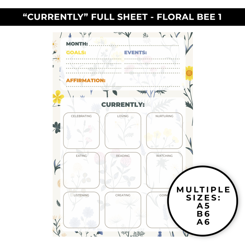 "CURRENTLY" LARGE SHEET - FLORAL BEE 1 - NEW RELEASE