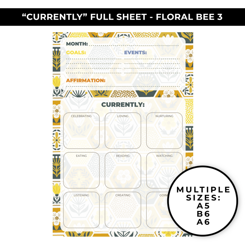 "CURRENTLY" LARGE SHEET - FLORAL BEE 3 - NEW RELEASE