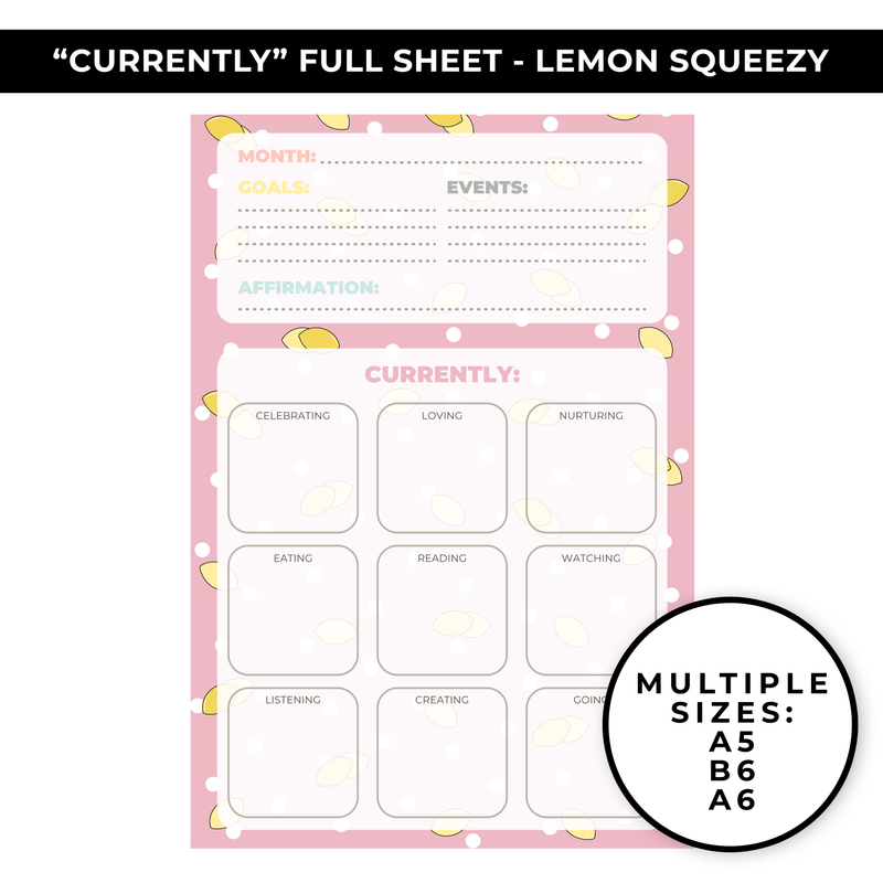 "CURRENTLY" LARGE SHEET - LEMON SQUEEZY - NEW RELEASE