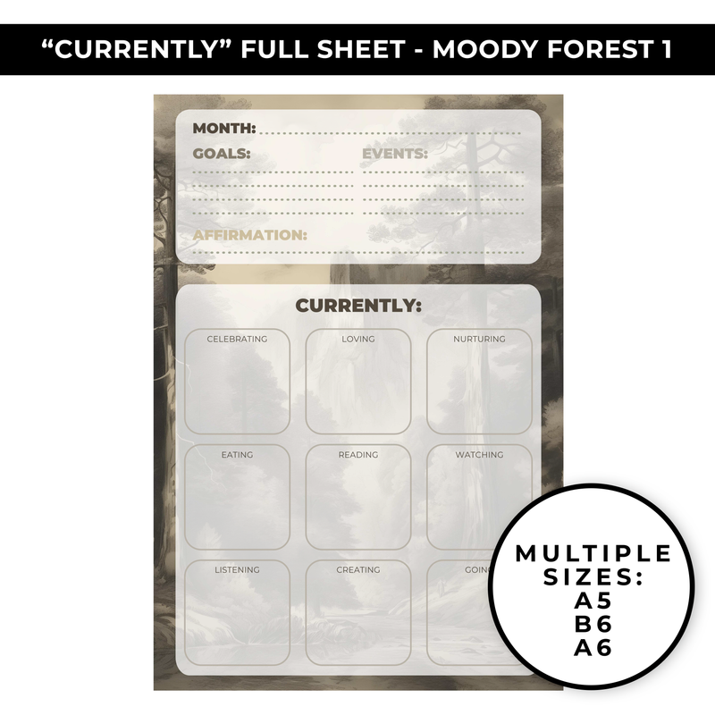 "CURRENTLY" LARGE SHEET - MOODY FOREST - NEW RELEASE