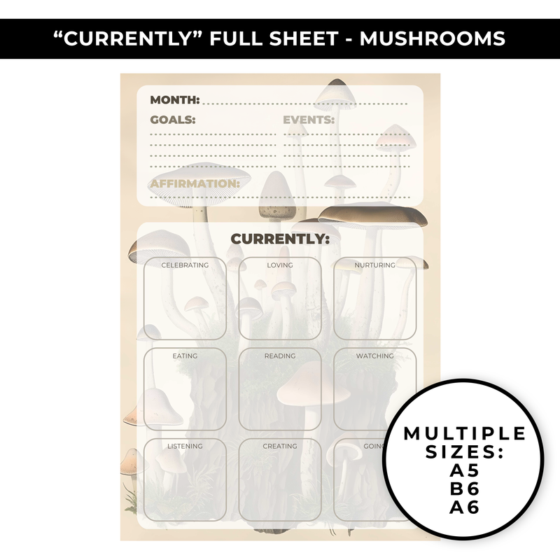 "CURRENTLY" LARGE SHEET - MUSHROOMS - NEW RELEASE