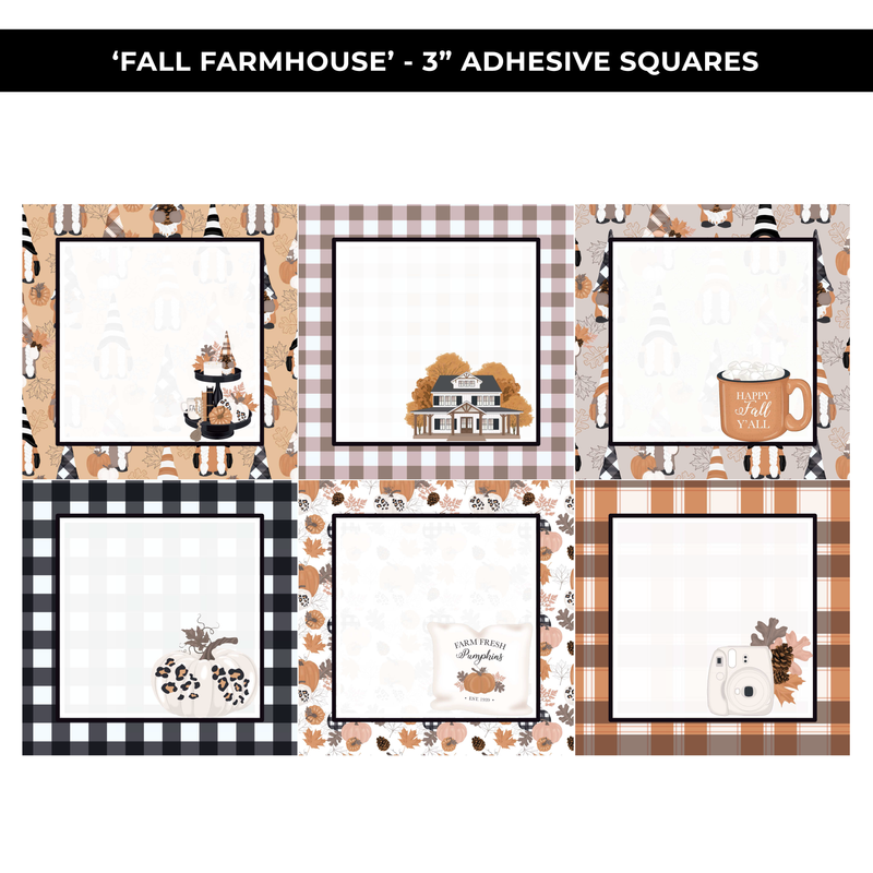 FALL FARMHOUSE 3" ADHESIVE SQUARES - NEW RELEASE