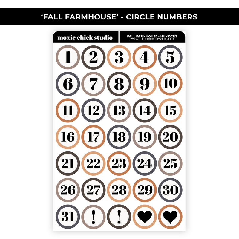 FALL FARMHOUSE CIRCLE NUMBERS - NEW RELEASE