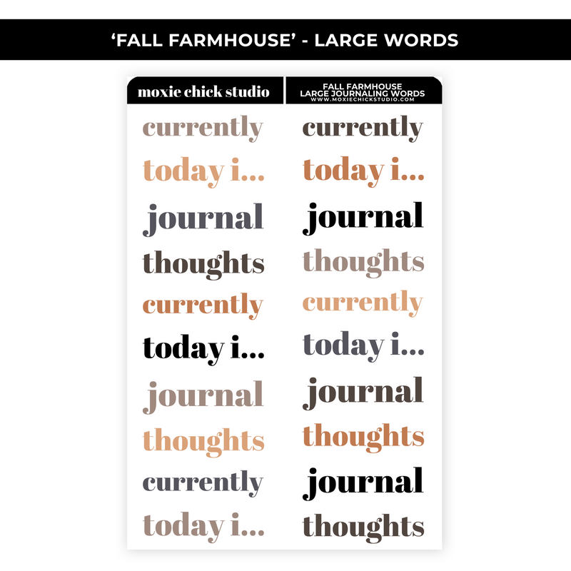 FALL FARMHOUSE LARGE JOURNALING WORDS - NEW RELEASE