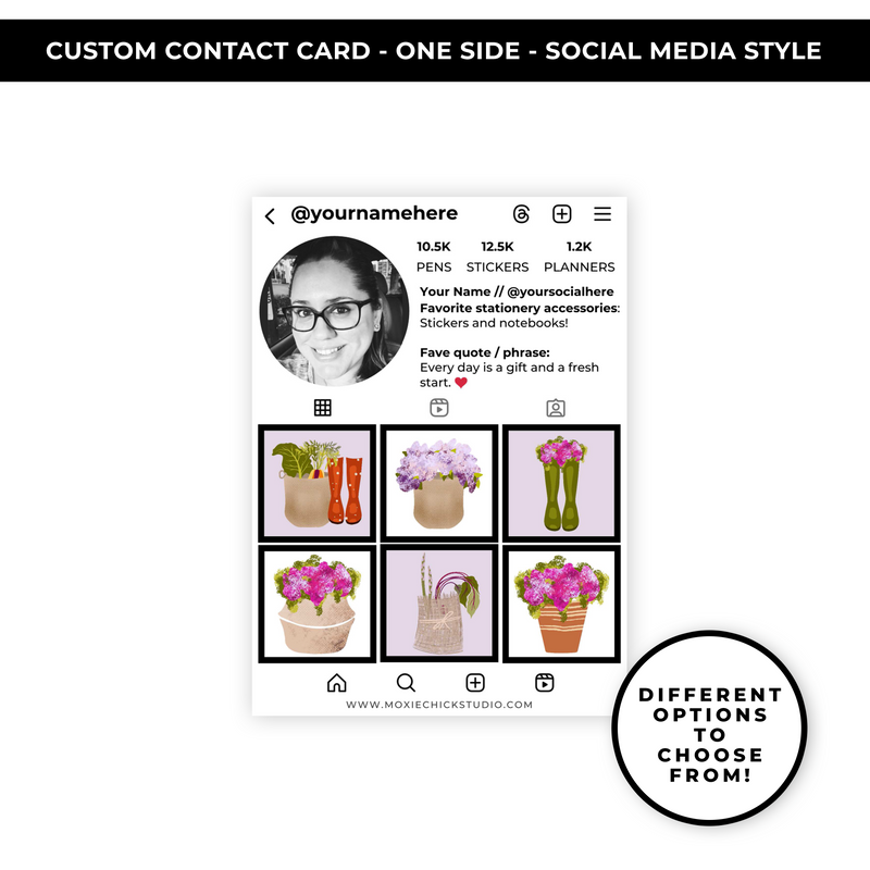 SOCIAL MEDIA STYLE CONTACT CARDS - THEME: FLORAL SPRING - NEW RELEASE