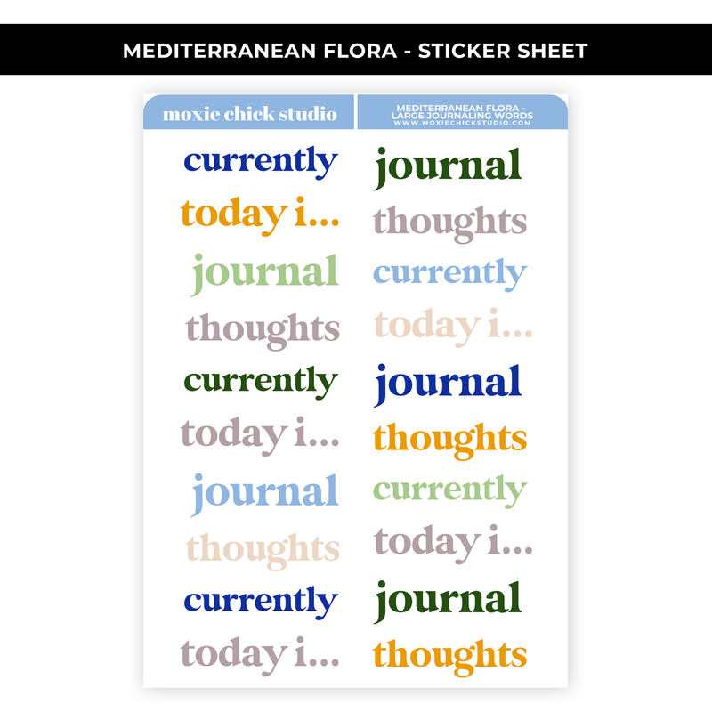 MEDITERRANEAN FLORA LARGE JOURNALING WORDS - NEW RELEASE