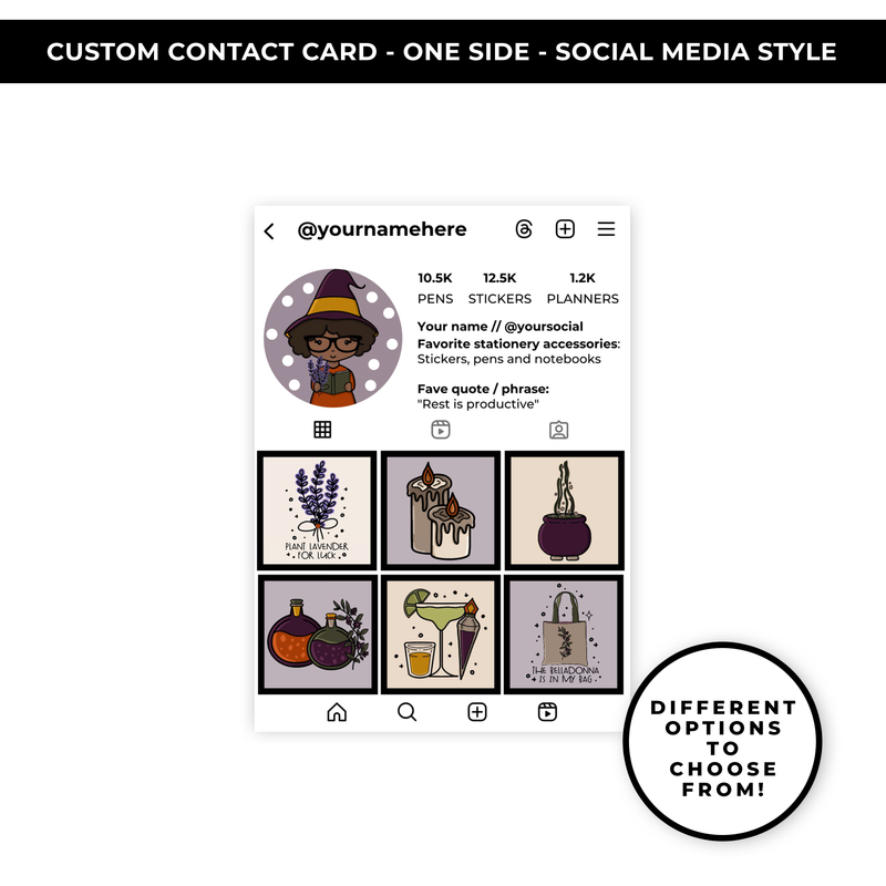 SOCIAL MEDIA STYLE CONTACT CARDS - THEME: MIDNIGHT MARGARITAS - NEW RELEASE
