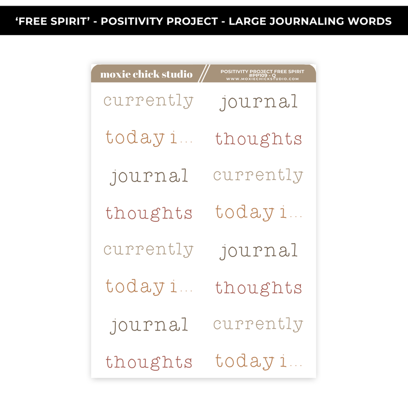 FREE SPIRIT POSITIVITY PROJECT - JOURNALING PROMPT WORDS - NEW RELEASE