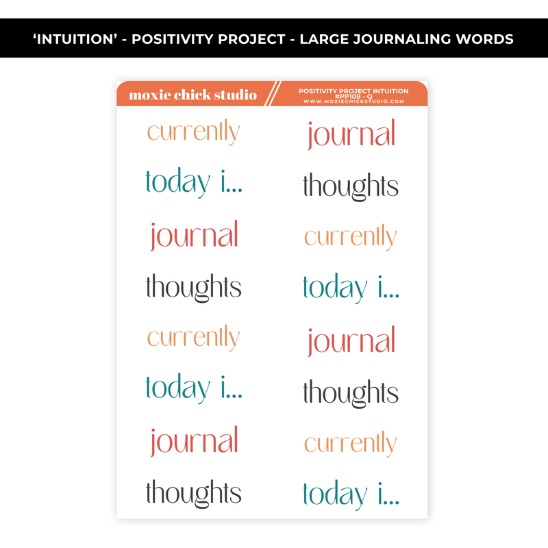 INTUITION POSITIVITY PROJECT - JOURNALING PROMPT WORDS - NEW RELEASE