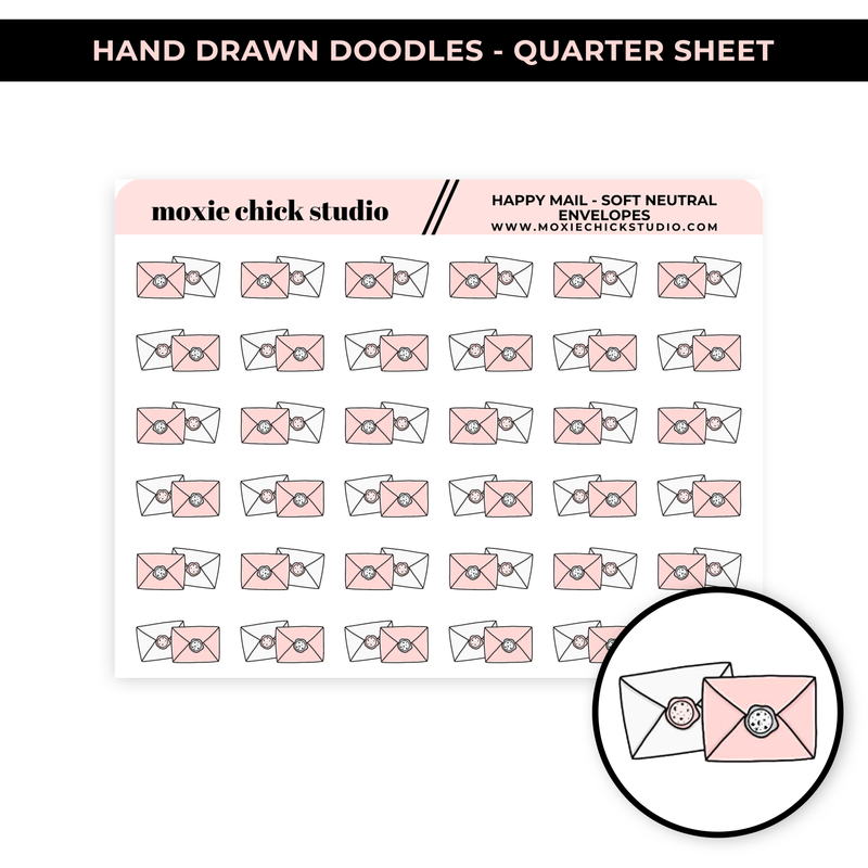 ENVELOPES HAPPY MAIL NEUTRAL (HAND DRAWN) / QUARTER SHEET / NEW RELEASE