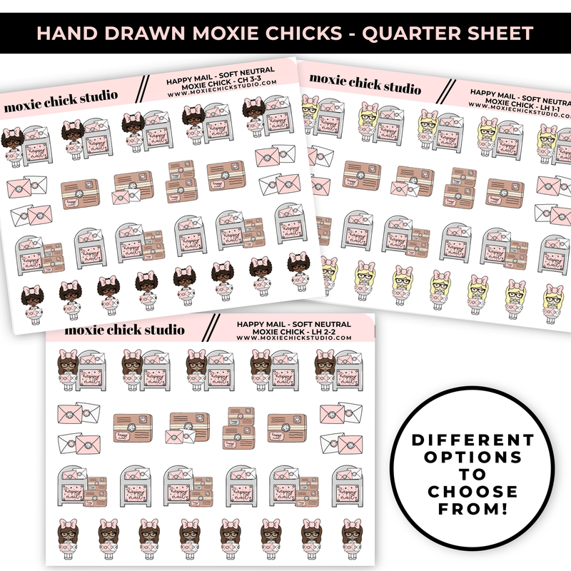 MOXIE CHICKS - HAPPY MAIL (HAND DRAWN) / QUARTER SHEET / NEW RELEASE