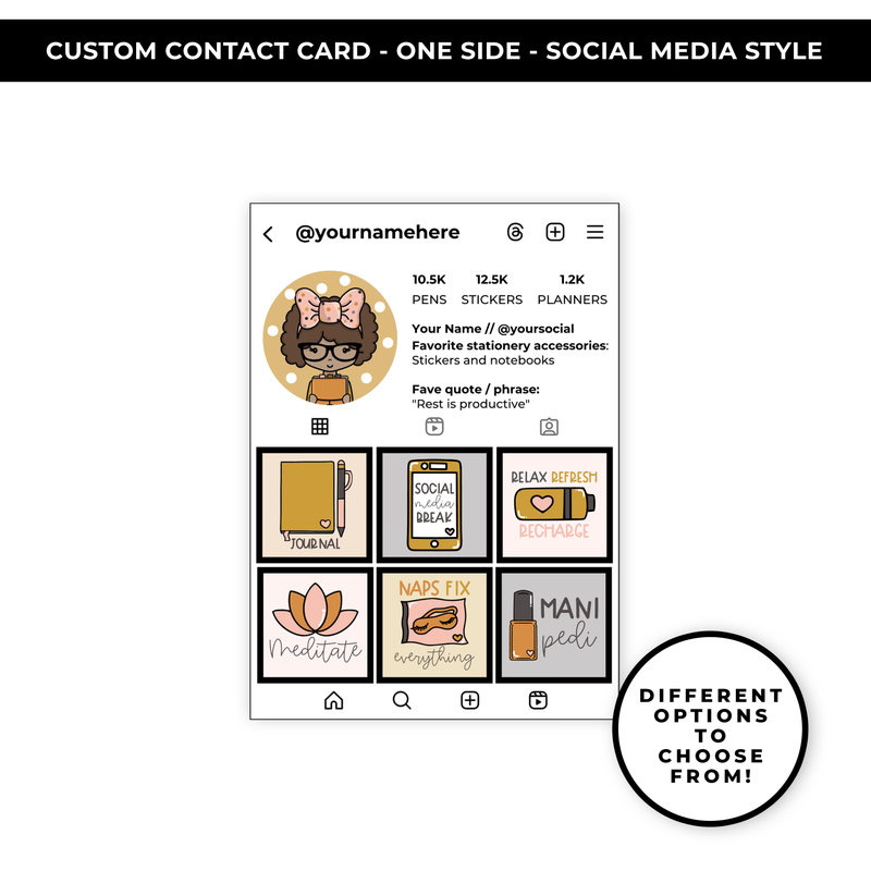 SOCIAL MEDIA STYLE CONTACT CARDS - THEME: FALL SELF CARE - NEW RELEASE