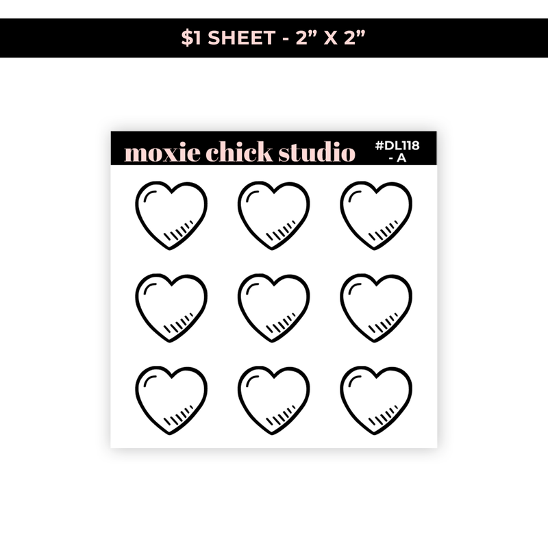 HEART / LOVE / DATE - $1 SHEET - NEW RELEASE #DL118-A