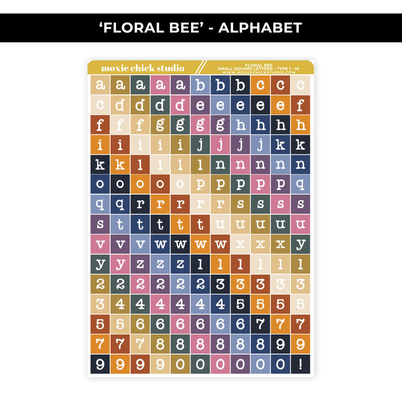 'FLORAL BEE' ALPHABET SQUARES - NEW RELEASE