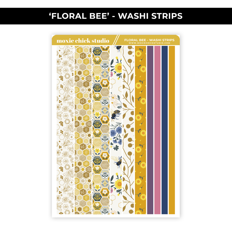 'FLORAL BEE' WASHI STRIPS - NEW RELEASE