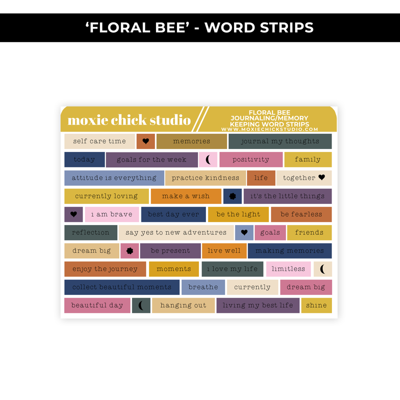 'FLORAL BEE' WORD STRIPS - NEW RELEASE