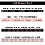 WASHI TAPE - 4 OPTIONS / POSITIVE AFFIRMATIONS / GRAPH / NEW RELEASE