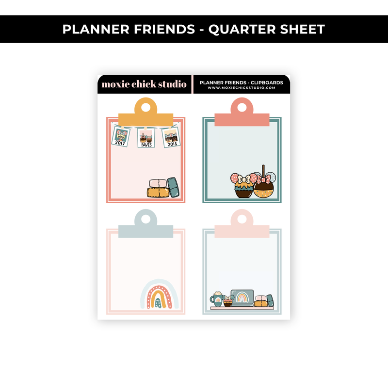 PLANNER FRIENDS - CLIPBOARDS (HAND DRAWN) / QUARTER SHEET