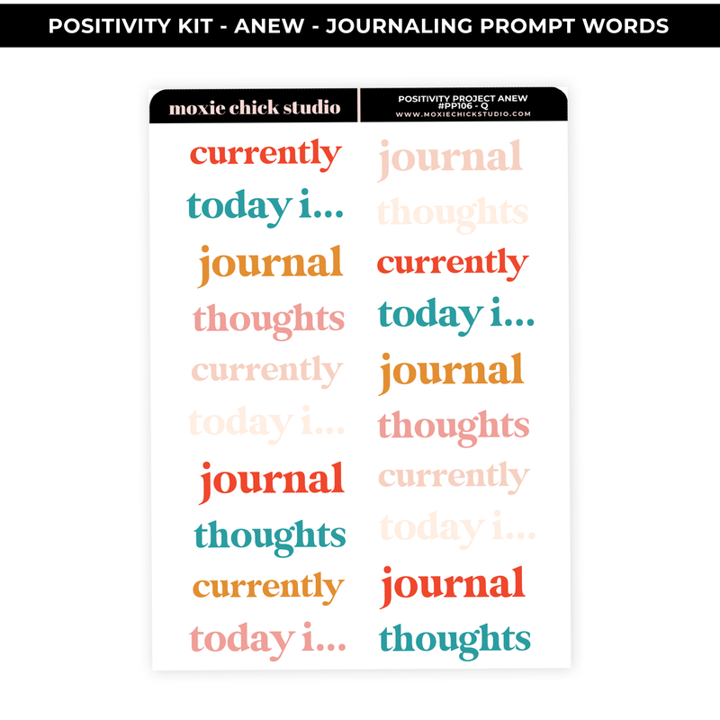 ANEW POSITIVITY PROJECT - JOURNALING PROMPT WORDS - NEW RELEASE