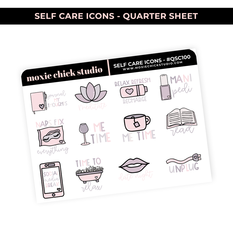 SELF CARE ICONS HAND-DRAWN #QSC100 / New Release