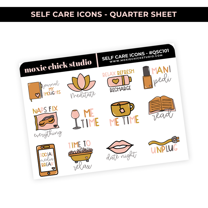 SELF CARE ICONS HAND-DRAWN #QSC101 / New Release