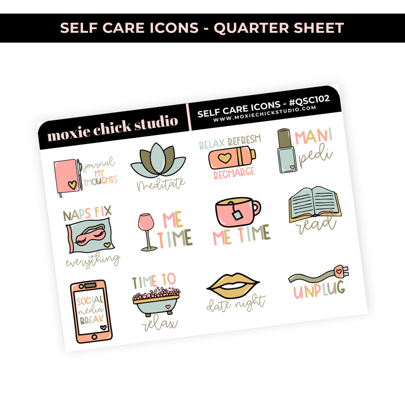 SELF CARE ICONS HAND-DRAWN #QSC102 / New Release