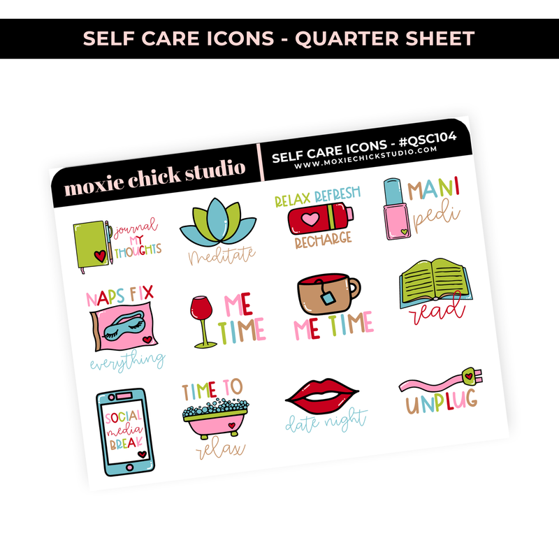 SELF CARE ICONS HAND-DRAWN #QSC104 / New Release