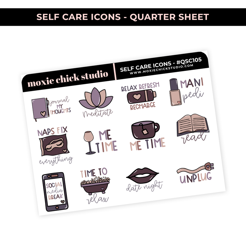 SELF CARE ICONS HAND-DRAWN #QSC105 / New Release