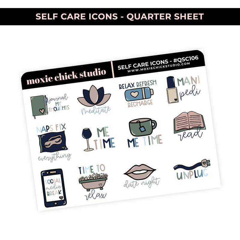 SELF CARE ICONS HAND-DRAWN #QSC106 / New Release