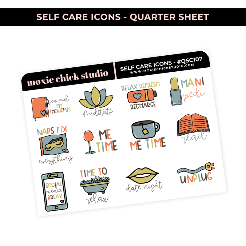 SELF CARE ICONS HAND-DRAWN #QSC107 / New Release