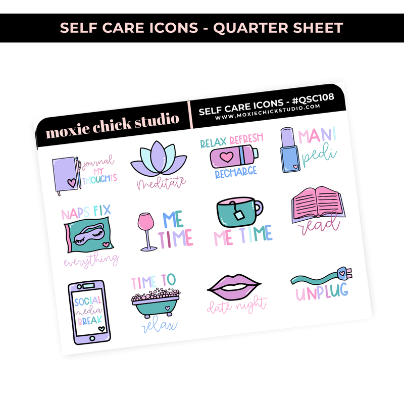 SELF CARE ICONS HAND-DRAWN #QSC108 / New Release