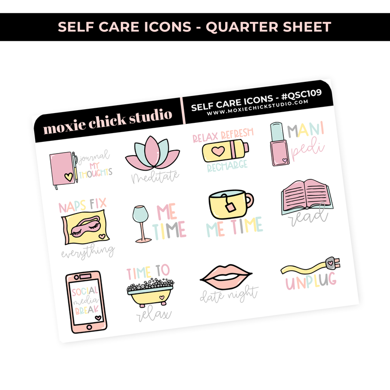 SELF CARE ICONS HAND-DRAWN #QSC109 / New Release